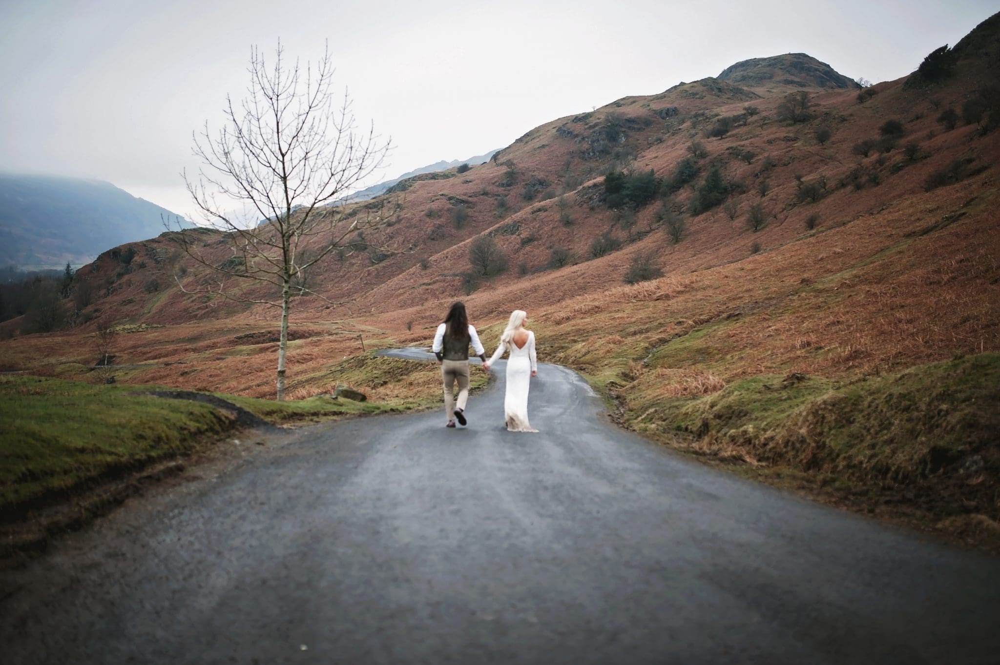 Bride and groom at the wedding in Lake District