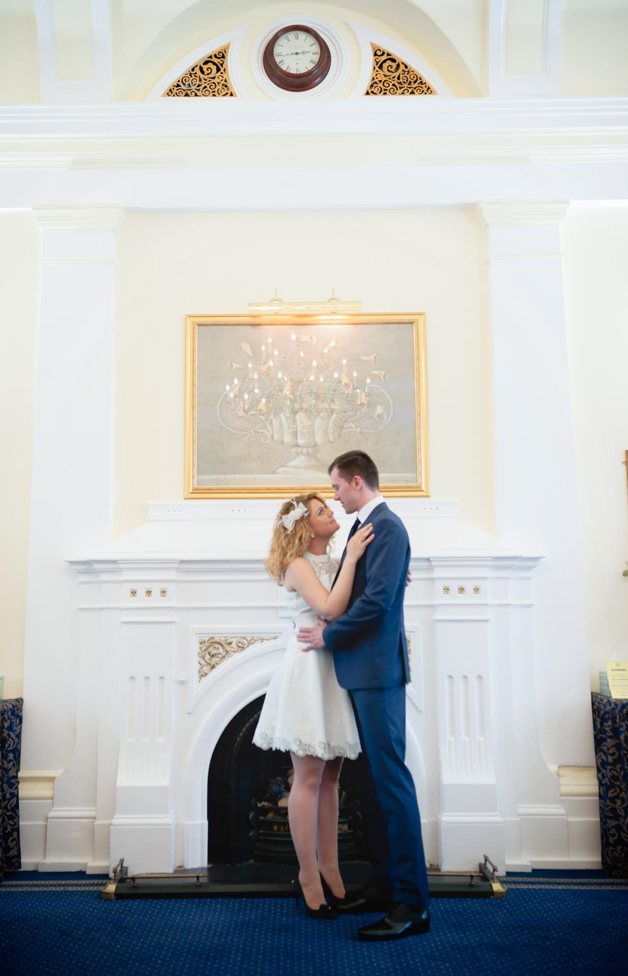 Bromley on Bow Registry office, London UK Wedding photography ceremony room wioth the guest