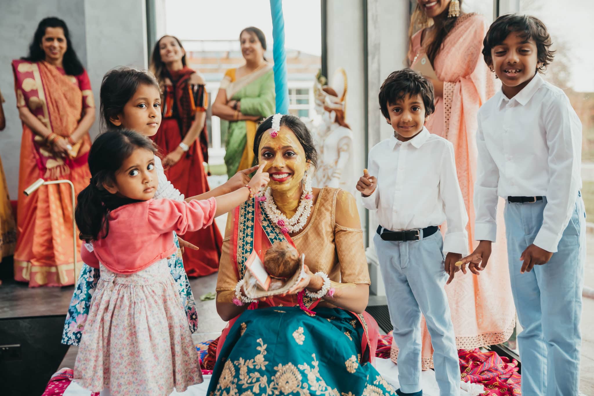 Pithi ceremony in an Indian wedding ceremony, Barnet, Potters Bar London