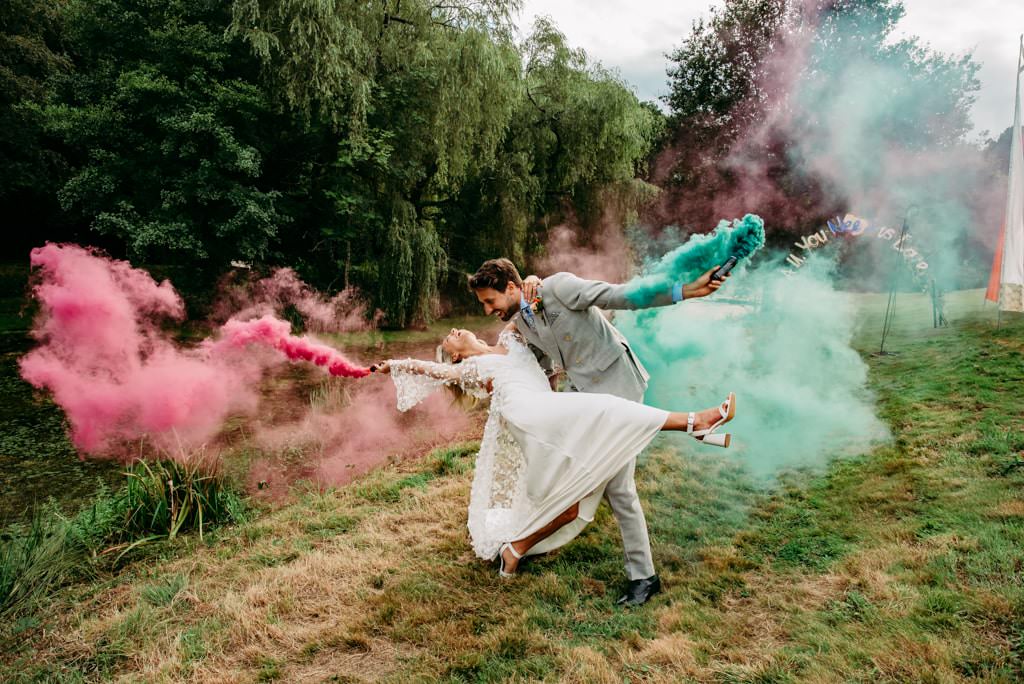 festival-theme-surrey-wedding-roshni-photography-smoke-grenades